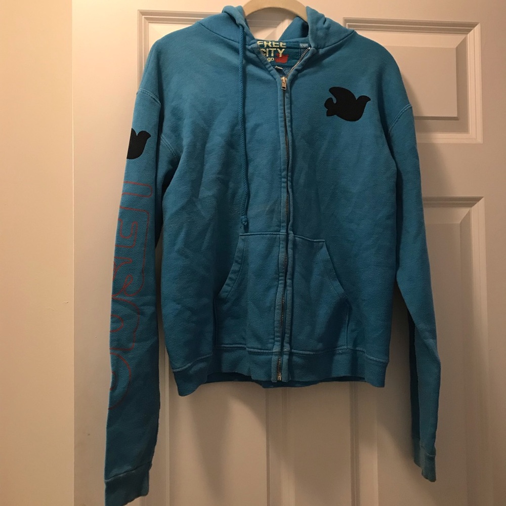 Freecity Blue Zip Up Sweater